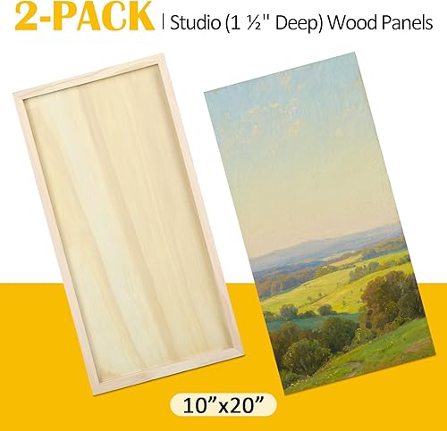 Miniatura 6 de Falling in Art Paquete de 2 paneles de lienzo de madera sin terminar, kit de paneles de madera de abedul de galería de 10 x 20 pulgadas, tablas de