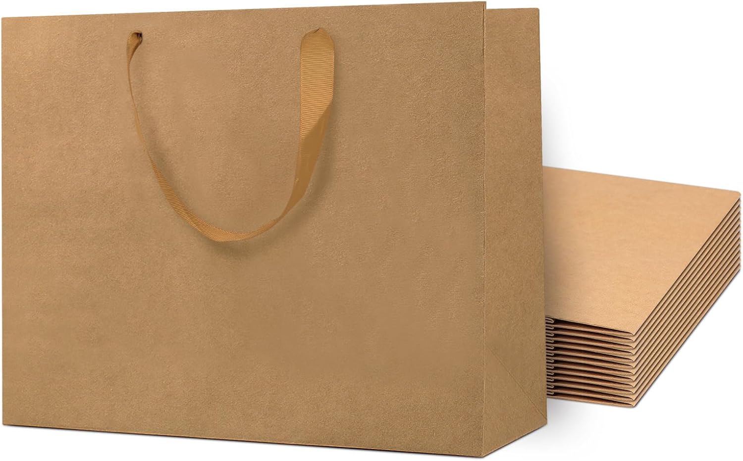 12 Pcs Extra Large Brown Kraft Paper Gift Bags, 16"x6"x12", Ribbon Handles, Solid Color, Wholesale & Retail Bags, Wedding & Party Favors - Image 7