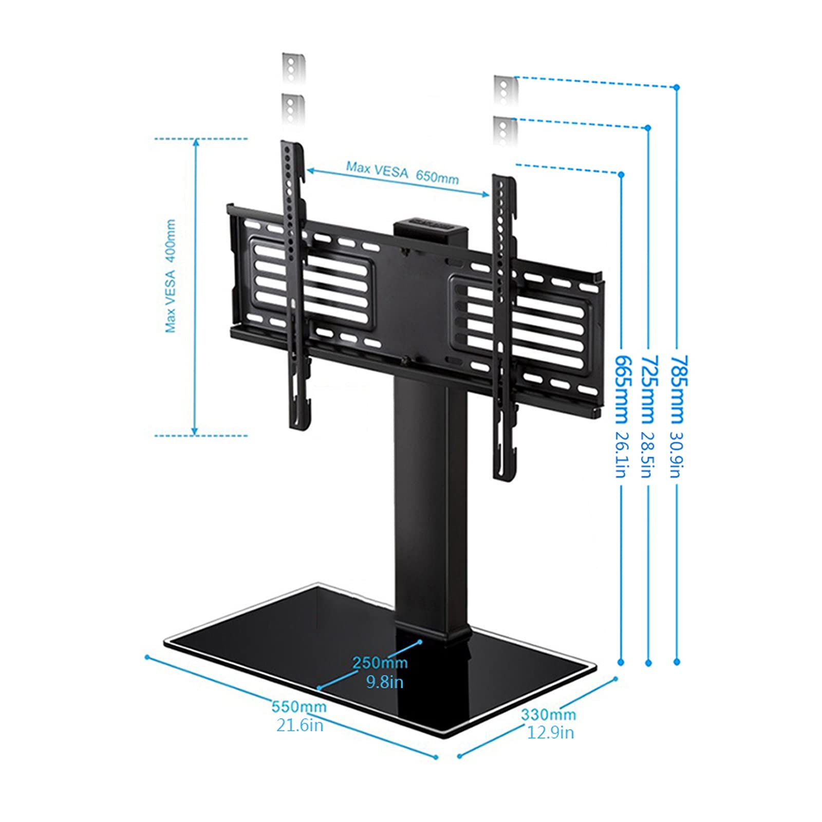 TV Stand Desktop Regolabile TV Stand Desktop Display Hanger Universal 37 "-65" in Acciaio TV Base, Max. VESA 60. 0x400mm e Tiene Fino a 110 libbre .per casa, Ufficio