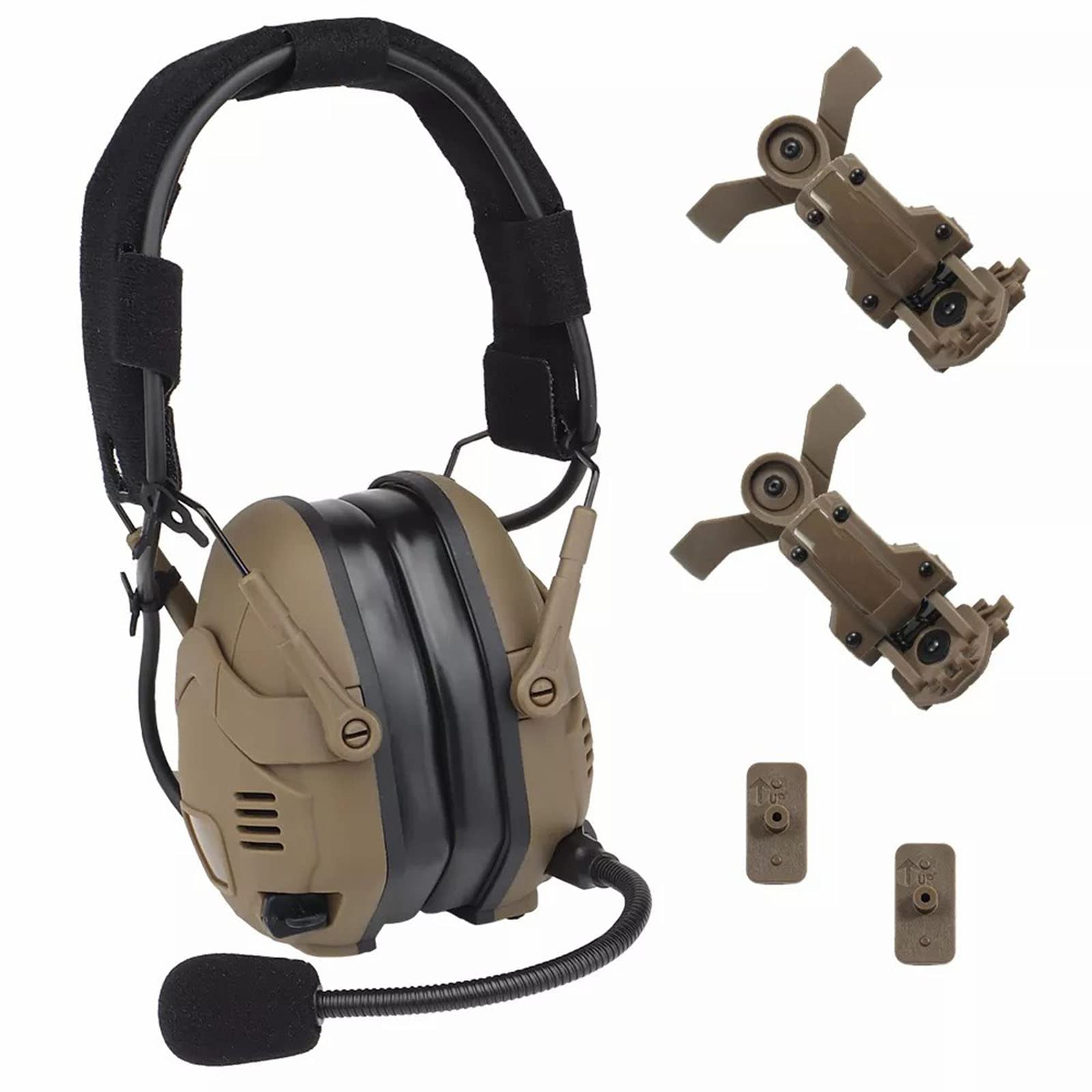 Orejeras de Disparo Bluetooth Reducción de Ruido Orejeras tácticas Recogida de Voz Protección auditiva Orejeras de Caza, Orejeras de protección para sitios de Trabajo y construcción,Khaki