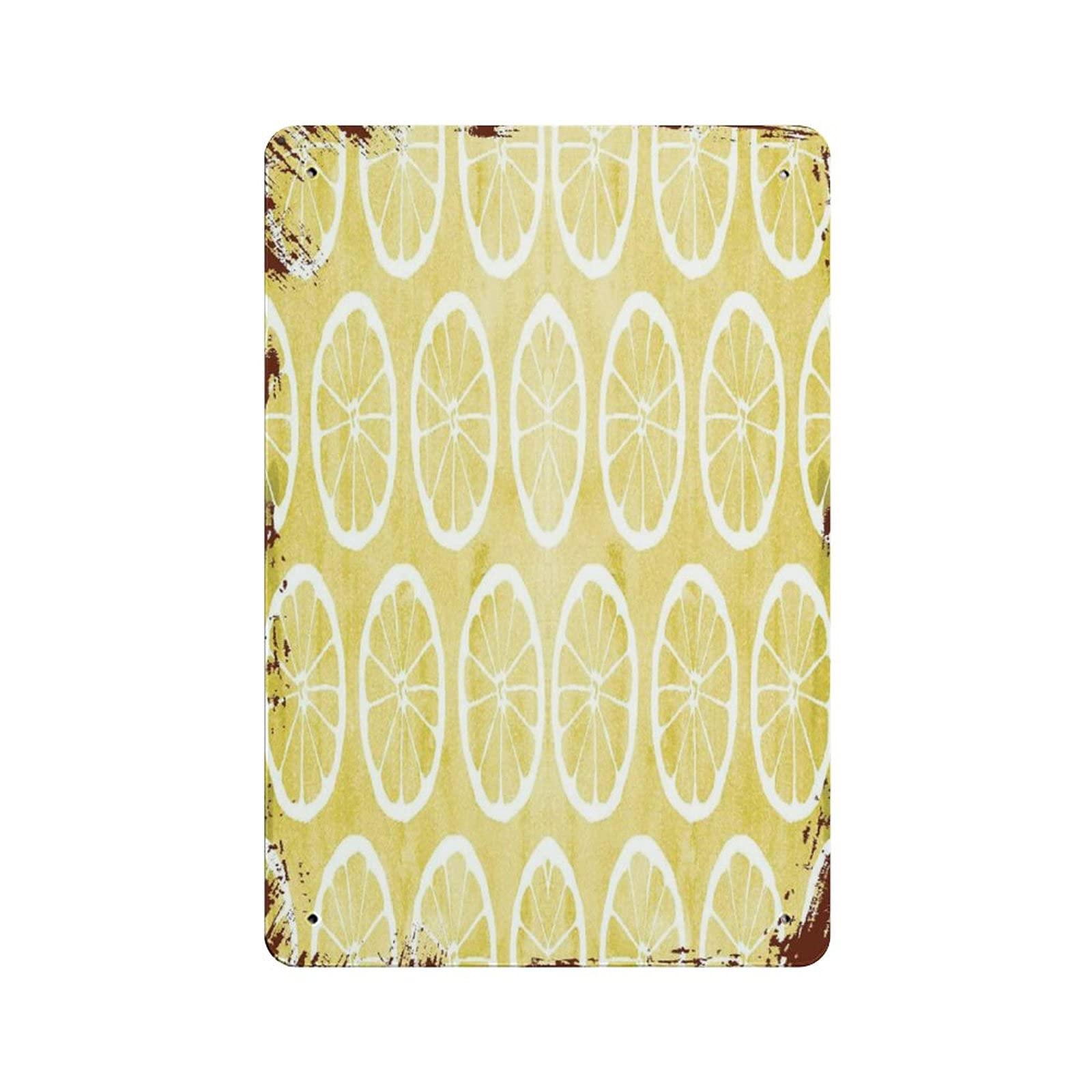 Metal Tin Sign Lemon Watercolor Pattern in Yellow Vintage Tin Poster Metal Sign Wall Decoration Country Kitchen Home Garage Decor 12"x8"