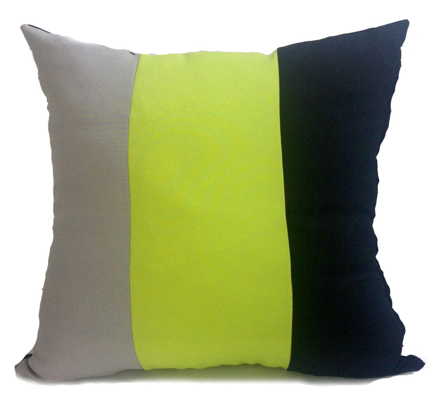 Coussin de 43x43 cm garni noir et vert citron avec sa housse en lot de 4