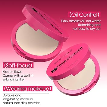 Pressed Powder Compact, Oil Control Brighten Skin 6 Colors Face Powder, Whitening Highlighting Face Makeup Tools for Women Girls (CG04)