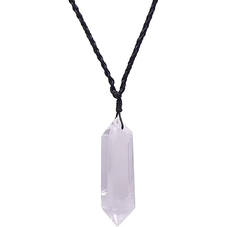 2 Inches Large Healing Crystal Necklace with White Quartz Pendant