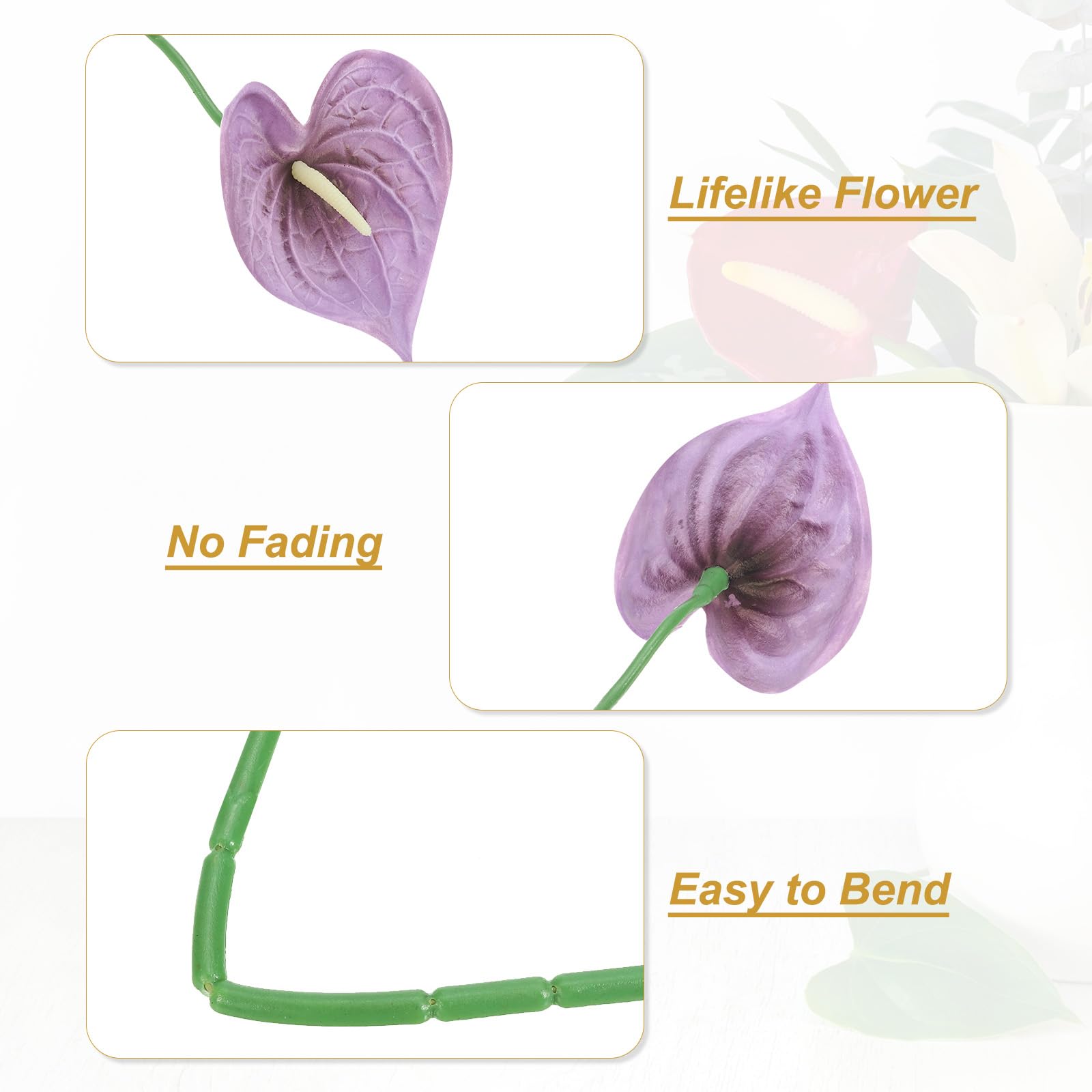 PATIKIL 13" Artificial Anthurium Lily Flowers - Image 3