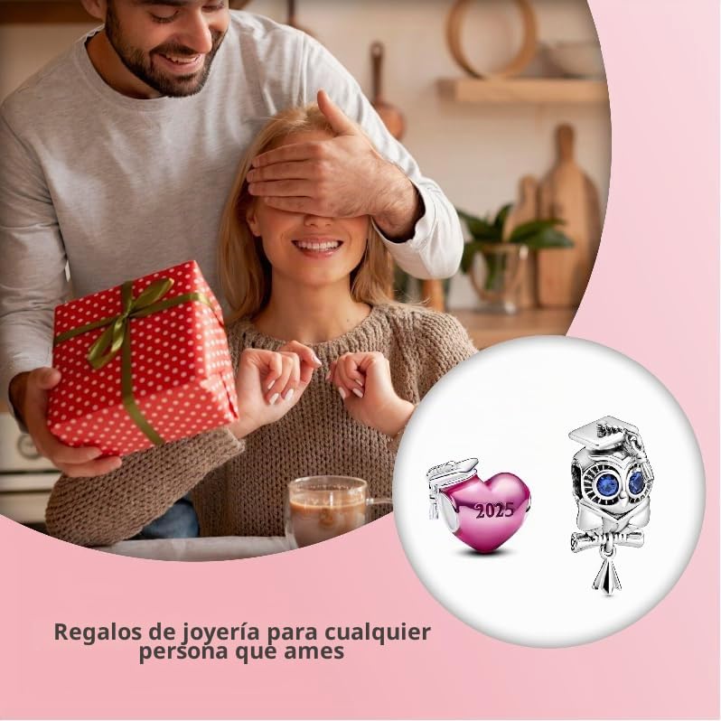 Charms de plata de ley 925 con búho sabio y acabado joyaría fina para mujer 6
