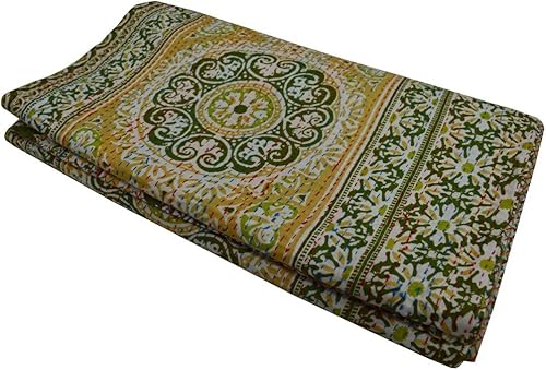 Miniatura 10 de V Vedant Deisgns Suzani Print Queen - Colcha de algodón Kantha hecha a mano, 90 x 108 pulgadas, color naranja