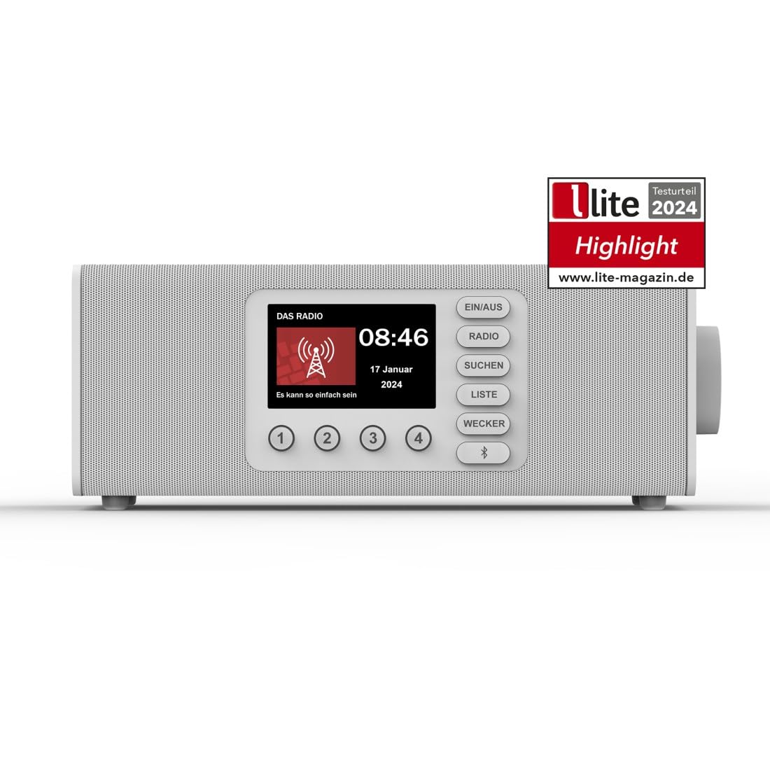 Hama Digitalradio mit Wecker (DAB Radio mit großem Display, Küchenradio, DAB+, Seniorenradio mit einfacher Bedienung, Bluetooth, FM, Radiowecker, Stereo-Radio, kleines Radio mit gutem Empfang) weiß