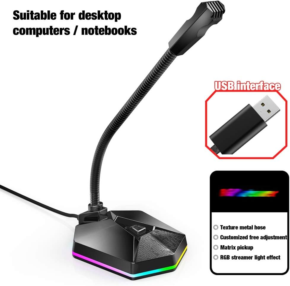 Computer USB Microphone Light-Emitting Flexible Free Drive Sound Card Noise Reduction Microphone