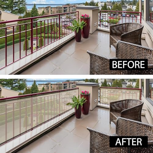 Image of HIPPO Baby Safety Net for Balcony Child Protection Stairway Safety Net Railing Guard for Kids Staircase Protector with Tie-Cords Breathable Fabric Indoor Outdoor Use (1.5MTX4MT, Ivory-Glow)