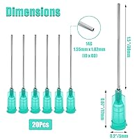 Vista 3 de Paquete de 20 fideos dispensadores de punta roma de 18Ga de 1.5 pulgadas, jeringa de plástico verde, punta roma, agujas dispensadoras cónicas Luer