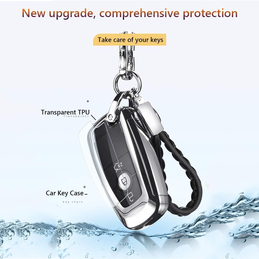 Great luck TPU Car Key Protector Remote Smart Key Cover Fob Case,with Key Chain（red） for Ford Fusion F150 F250 F350 F450 F550 Edge Explorer Escape Mustang Remote 2017 2018 2019 2020 Keyless Entry