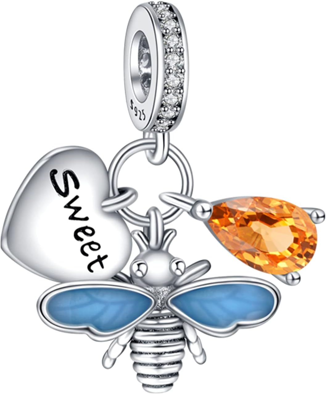 Ciondolo Argento 925 Con Zirconi - Per Bracciali Europei E Collane - Foto 6