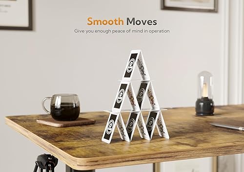 Miniatura 9 de Claiks Escritorio de pie con cajones, 55 x 24 pulgadas, altura ajustable, eléctrico, estación de trabajo, para computadora, color marrón rústico