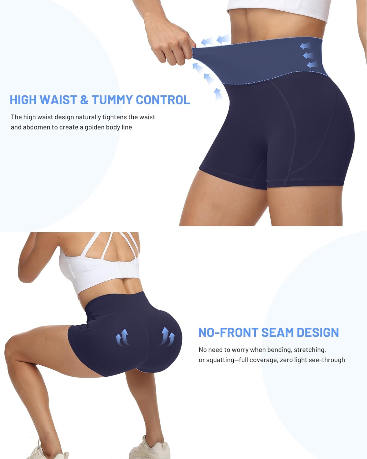 Moozava No Front Seam Womens 3"/5"/8" Workout Biker Shorts - High Waisted Tummy Control Spandex Shorts for Yoga Running Gym - Image 4