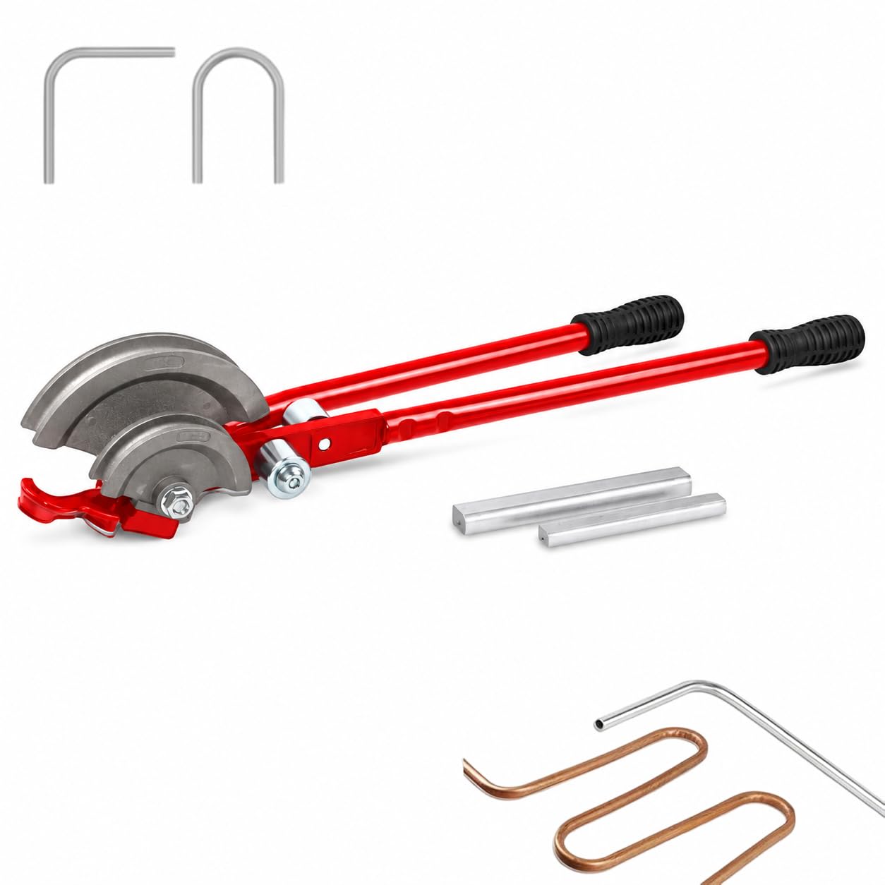 Piegatubi manuale per tubi in rame e alluminio da 15mm/22mm, 180° Utensili per piegare tubi HVAC e aria condizionata red