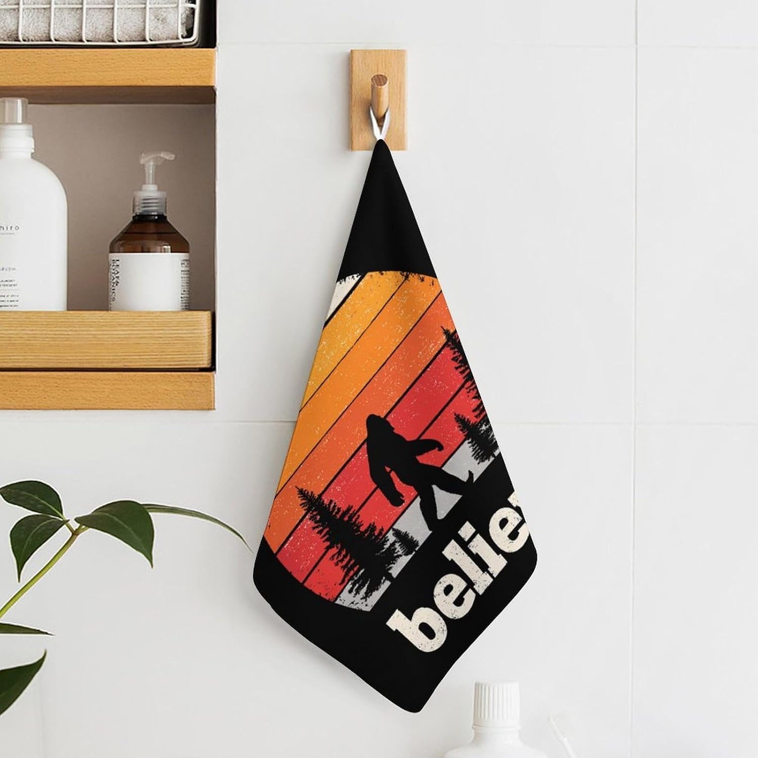 Vintage Bigfoot Sasquatch Hand Towels for Bathroom Handkerchief | Absorbent,with Hanging Loop,Kitchen Towels,for Home Hotel,Soft