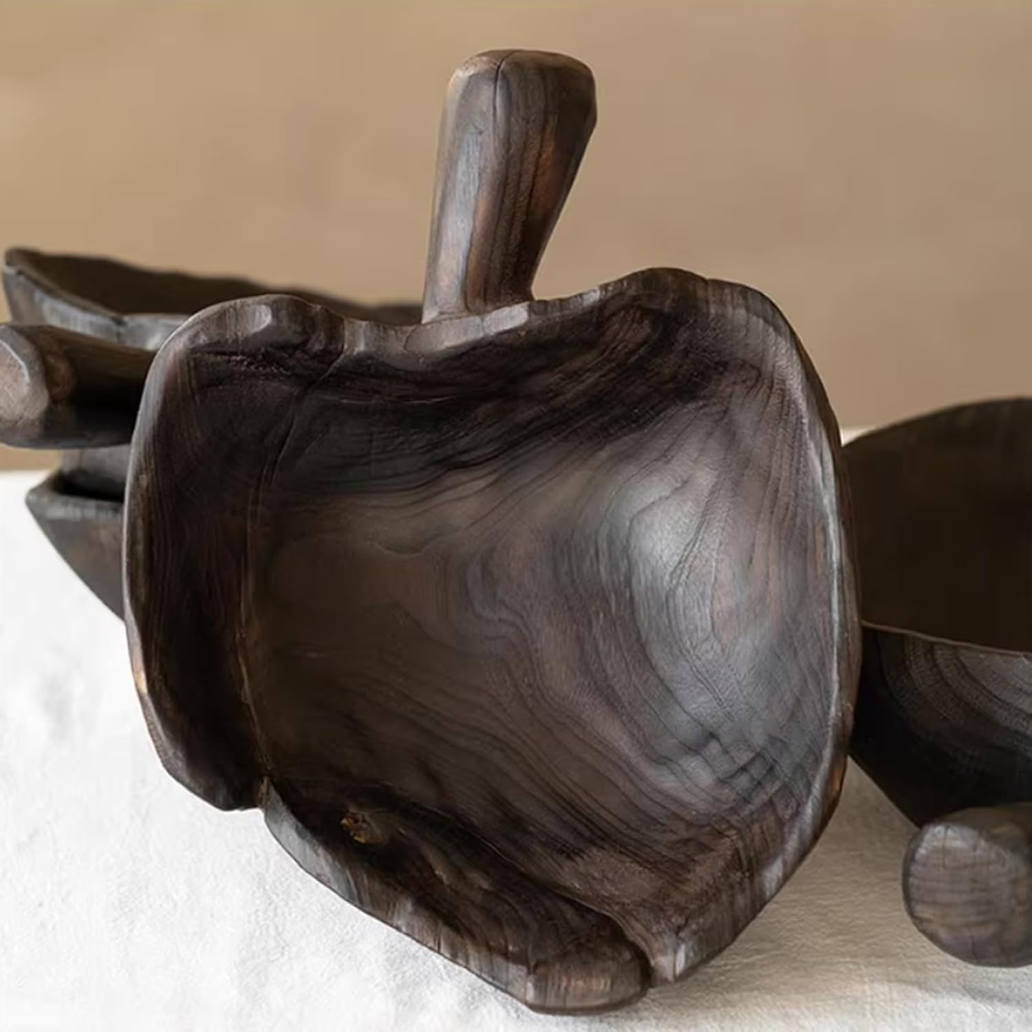 wood fruit bowl with handle - decorative bowl - key bowl for entryway table - Each wood bowl Features a Unique Shape