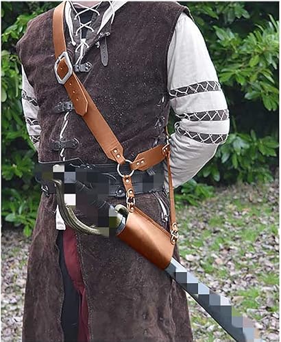 Miniatura 23 de BLESSUME Cinturón medieval de caballero con espada rana funda de estoque, soporte de vaina de estoque, 1 unidad Negro 6