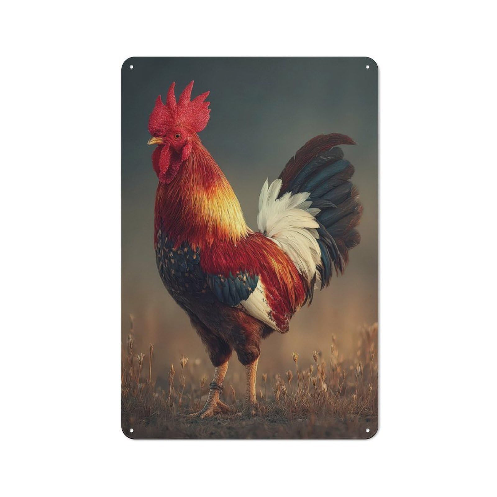 Majestic Rooster Rustic Tin Sign 30x20cm for Pub Or Café, for Collectors Building A Themed Wall Display