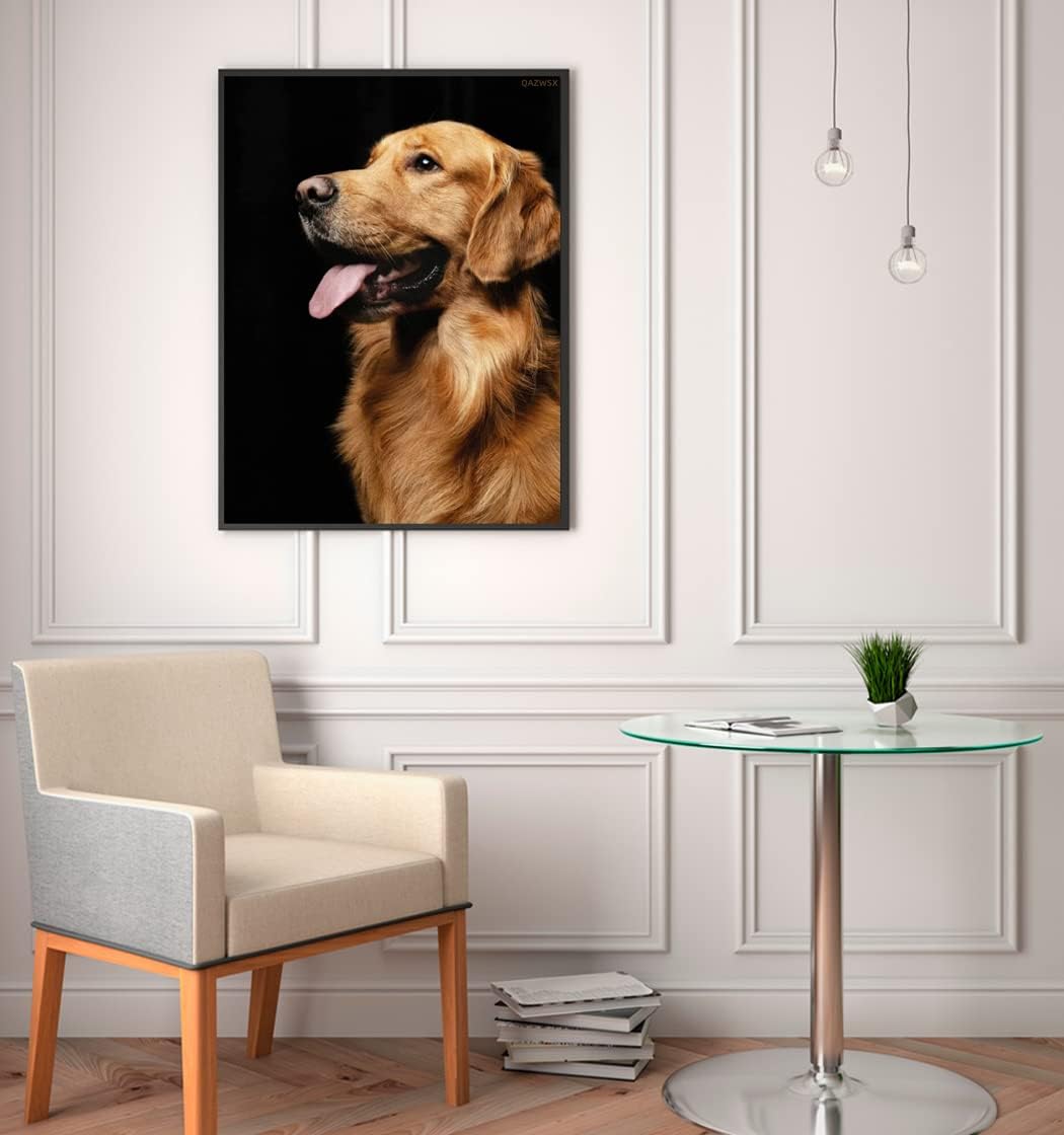 DIY 5D Diamond Painting by Number Kits for Adults Dog Golden Retriever Round Diamond Art Full Drill Beads Embroidery Cross Stitch for Wall Decoration 12x16 inch