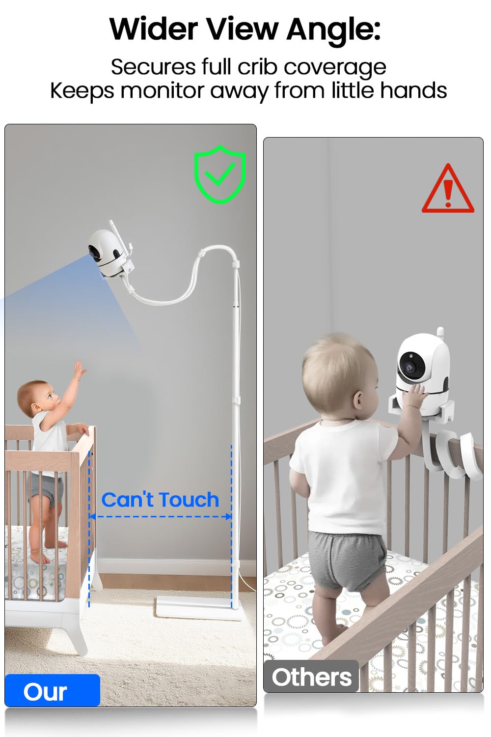 Yaekea Baby Monitor Floor Stand Holder Mount Compatible with Hello Baby HB6550/HB65/HB6560/HB6340/HB6339/Camera with 1/4 Screw Mount/Infant Optics DXR-8 PRO/DXR-8 Monitor Adjustable Height - Image 3