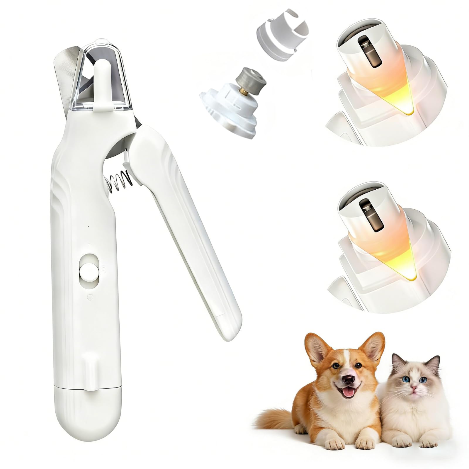 2-in-1 Pet Nail Clipper & Grinder Features Dual LED Lights, USB Rechargeable, Low-Noise Electric Grinding, Splash-Proof Guard Design, specifically Crafted for Small/Medium/Large Pets.