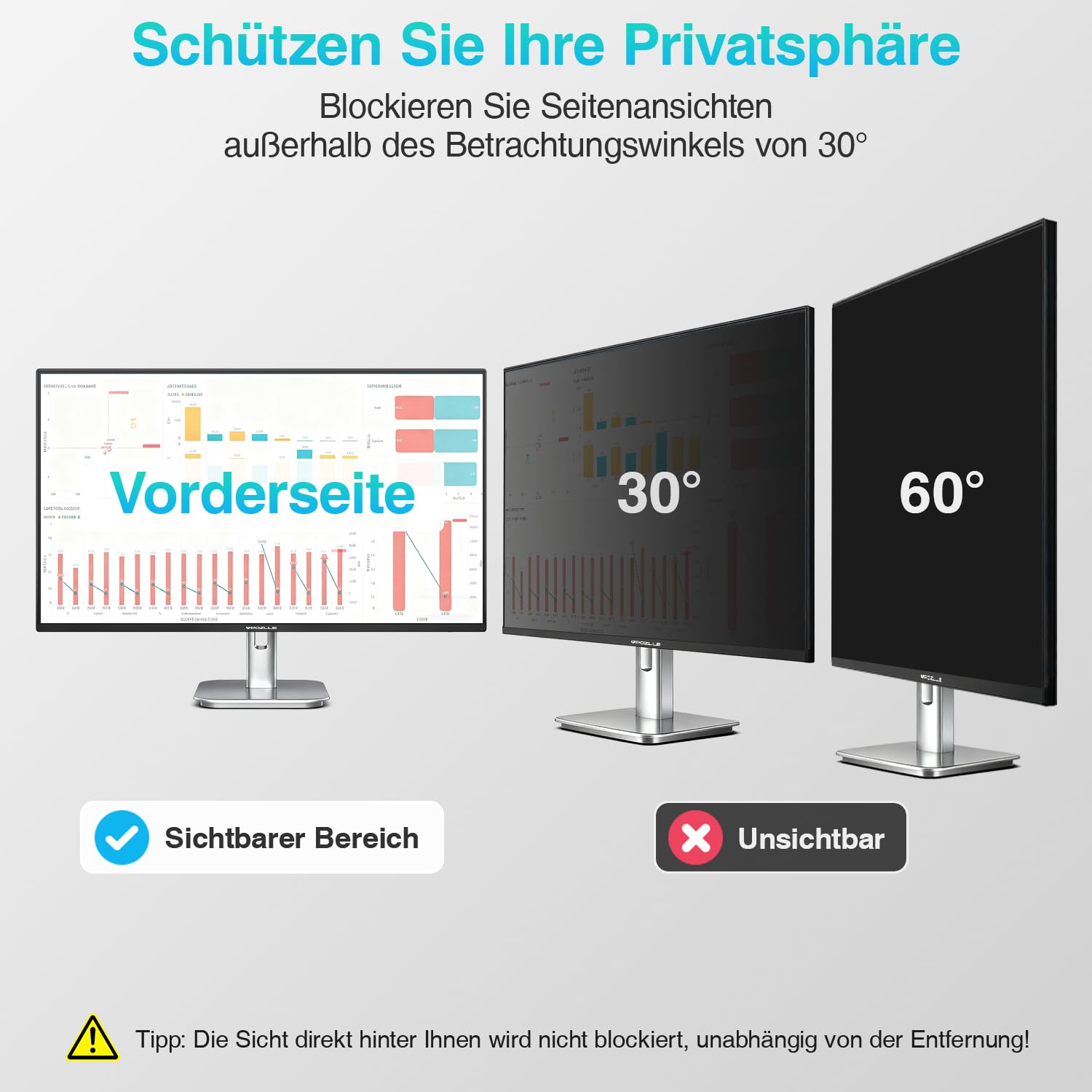 Blickschutzfolie für 27 Zoll 16:9 (59.8 x 33.7 cm) Monitor | Blaulichtfilter, Blendschutz, Abnehmbar Sichtschutzfolie für PC Computermonitore, Blickschutzfilter für Büro