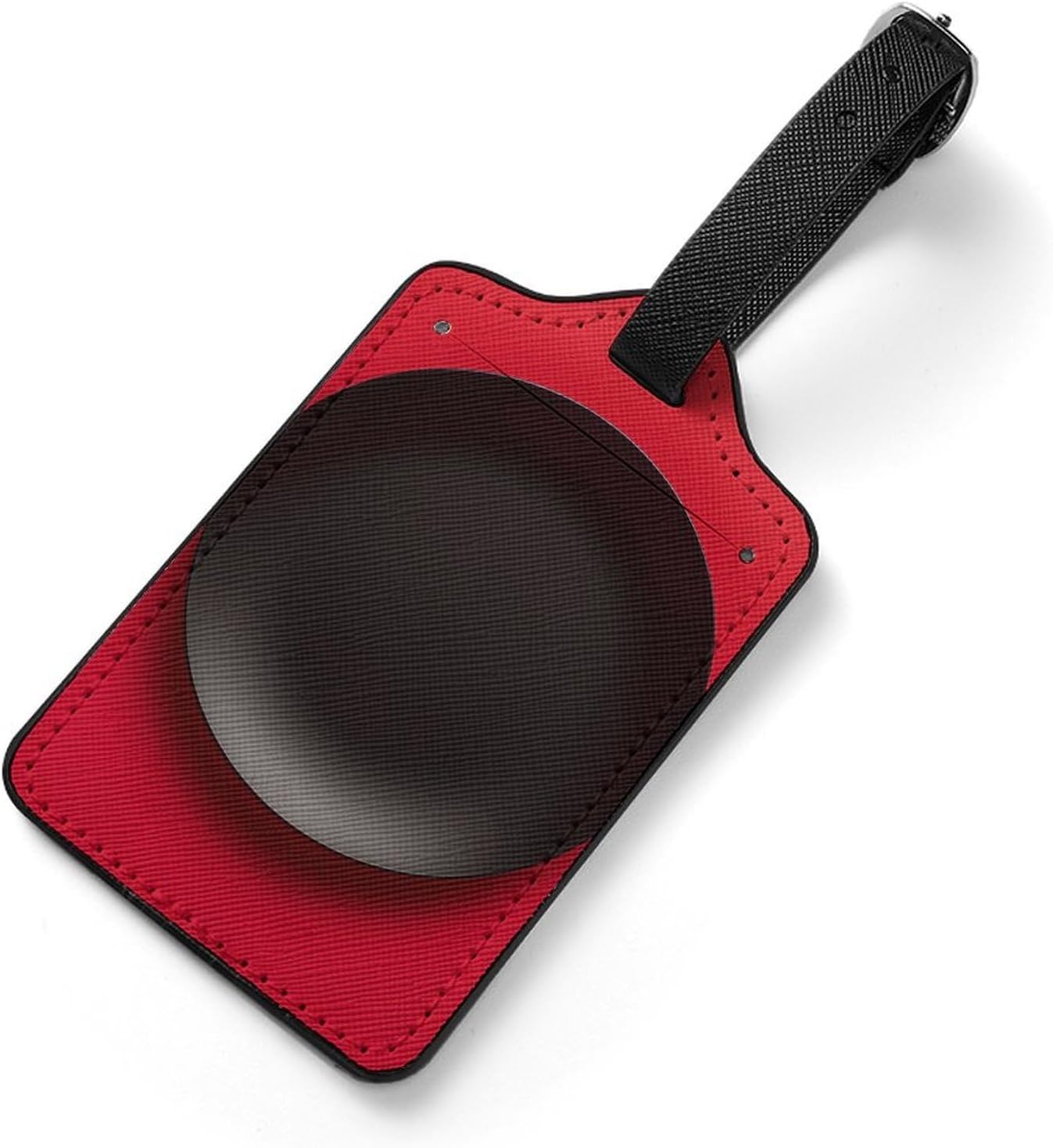Red Black Plate PU Leather Luggage Tags, Name Tags for Travel