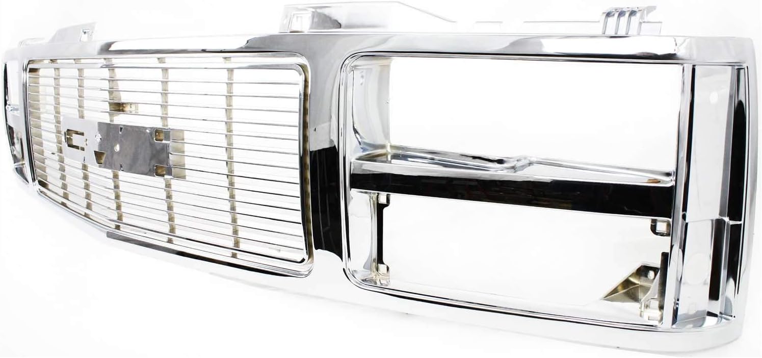 Garage-Pro Grille Assembly - Chrome Shell & Insert, Compatible with 1992-1993 GMC Yukon & Pickup Trucks