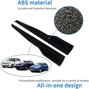 29.3 Universal Car Side Skirt 74.5cm Rear Side Canard Diffuser Rocker Splitter Winglet Wings, Black