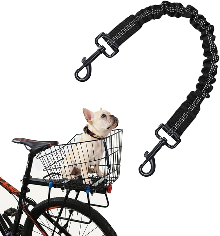 Dog Seat Belt for Bike Basket, Bike Leash, Retractable Bicycle Dog Seatbelt Seatbelt Extender for Bicycle Baskets, Racks or Pet Carriers (Black)