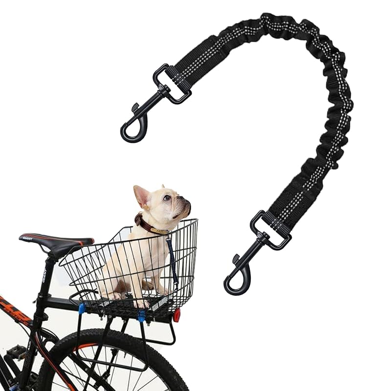 Guia Retrátil para Bicicleta com Extensor de Segurança para Cães TTFdacai Preta