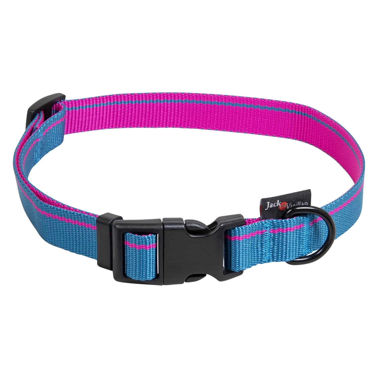 JACK AND VANILLA Dog Collar Stripe Design, Vibrant Blue, XL 20mm, 39-65cm