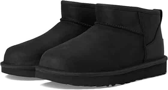 Amazon.com | UGG Women's Classic Ultra Mini Lthr Boot, Black, 5
