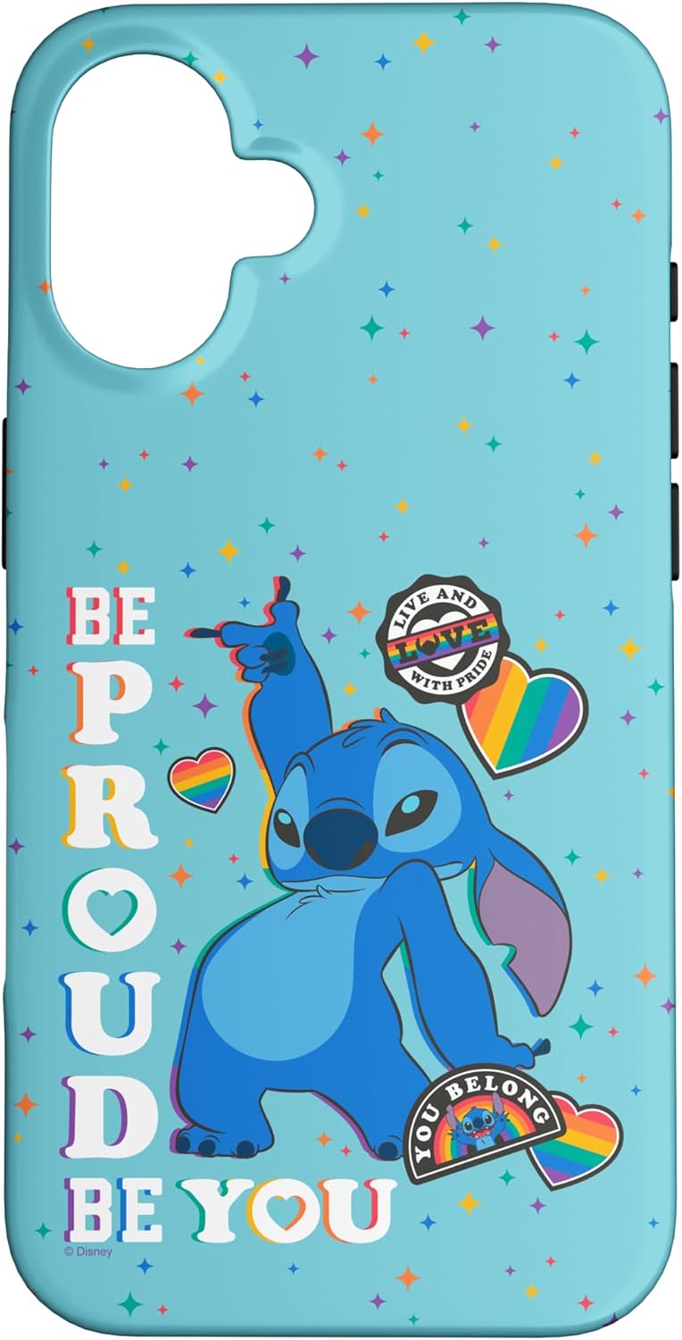Disney Lilo & Stitch Be You Rainbow Stickers Case for iPhone 16