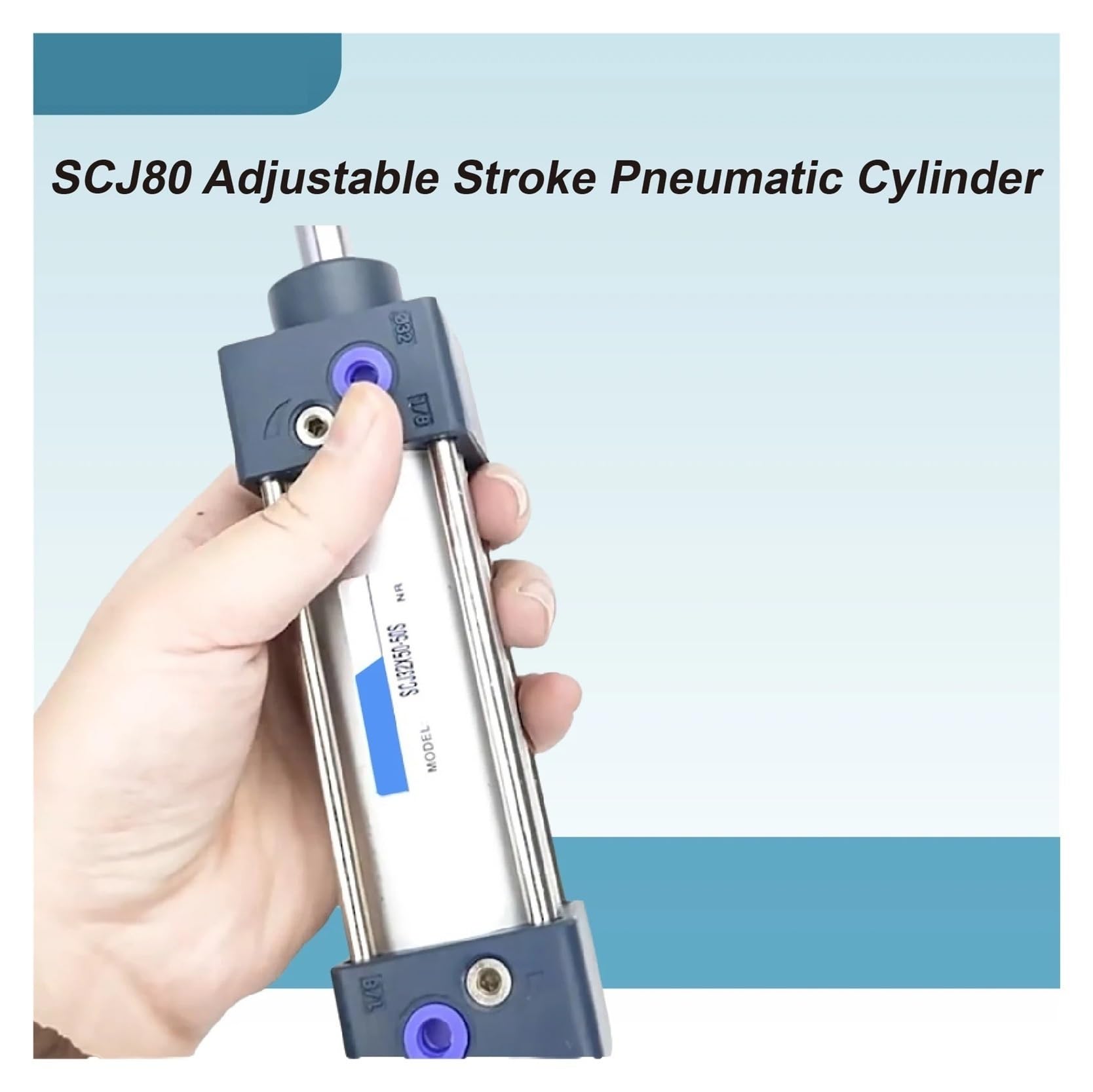 SCJ-Serie verstellbarer Hub-Luftzylinder, 80 mm Bohrung, 181 kg Schub, doppeltwirkender Pneumatikzylinder mit Magnetkolben