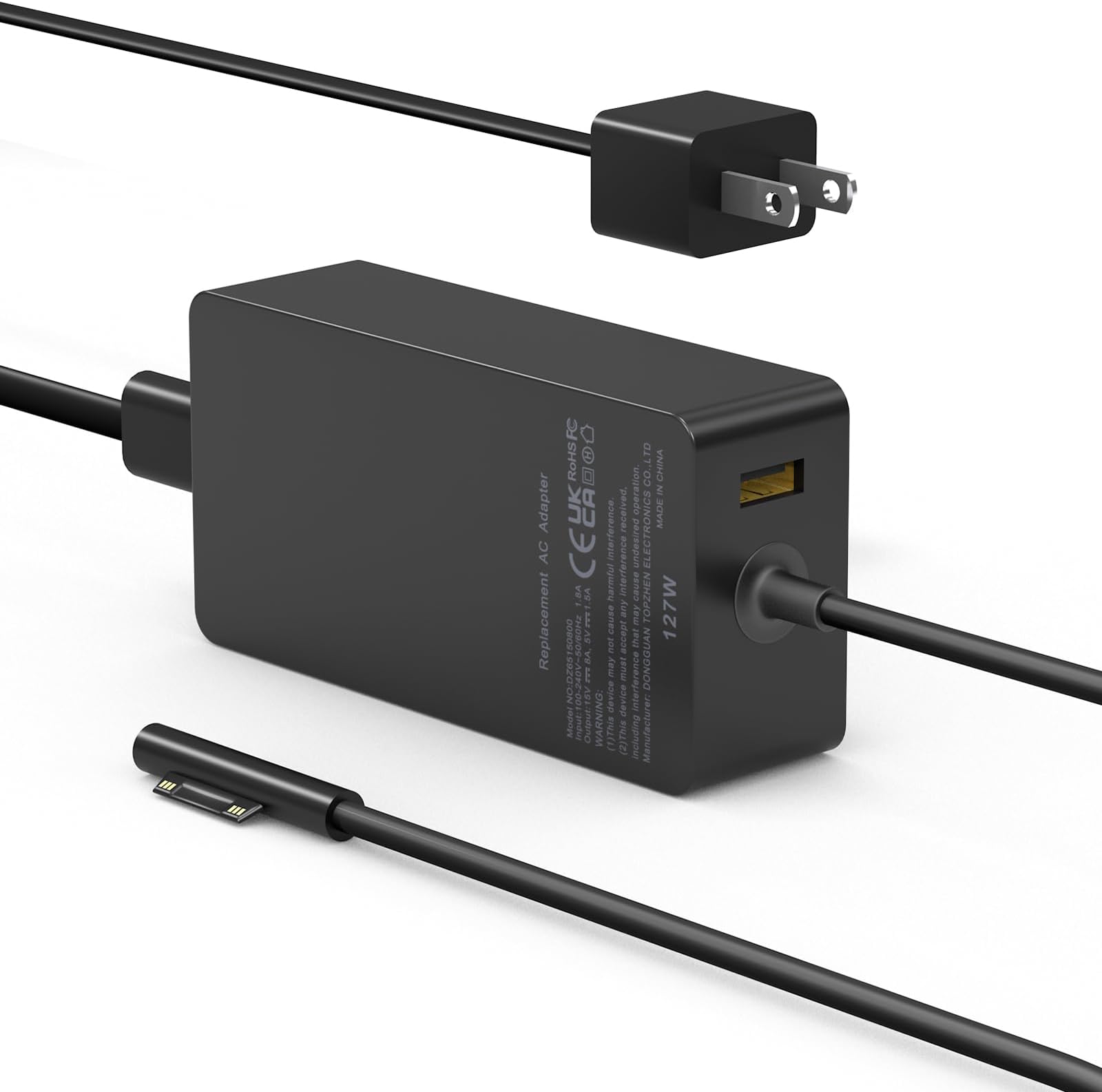 Surface Pro Charger 127W, Surface Book 3 Charger Replacement for Microsoft Surface Book 3 2 1, Surface Pro X 9 8 7 6 5 4 3, Surface Laptop 5 4 3 2 1, Surface Go 3 2 1 with 11FT Power Supply Cord
