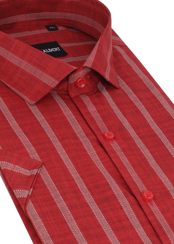Image of MARK & ALBERT Men's Half Sleeve Cotton Linen Striped Shirt