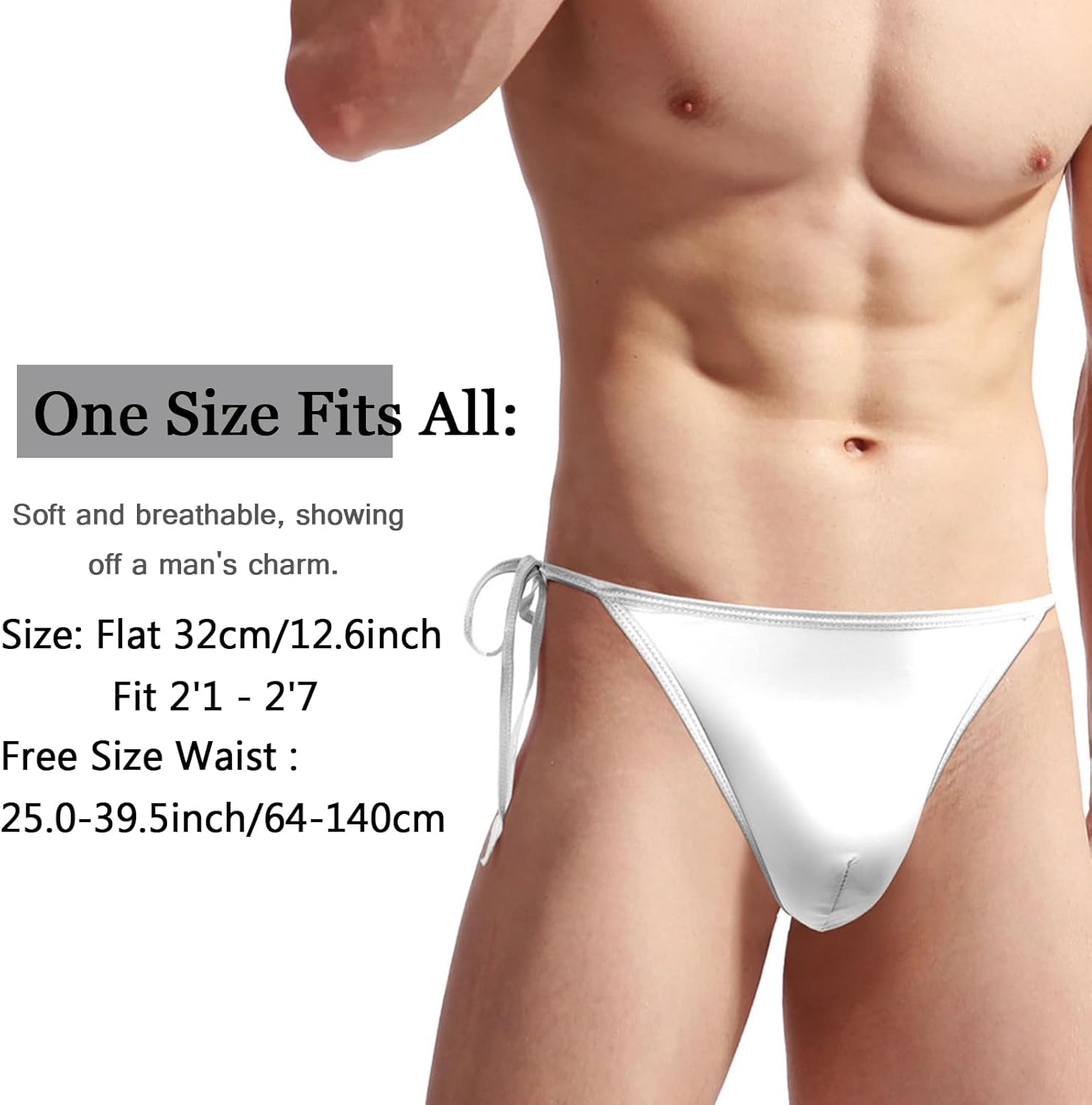 Men's Bikini Thongs Tie Side G String Comfortable T Back Briefs Adjustable Underwears - Image 6