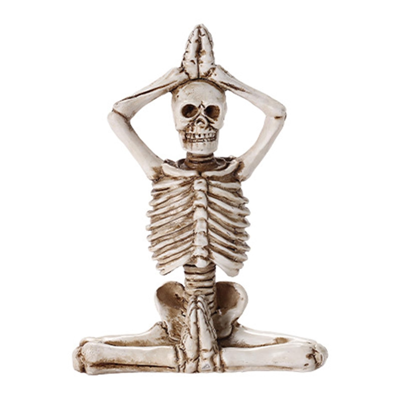 Pasisuu Halloween Yoga Skull Decoration – Resin Dark Theme Skull Figurine, Gothic Style Distressed Ornament for Home Haunted House A