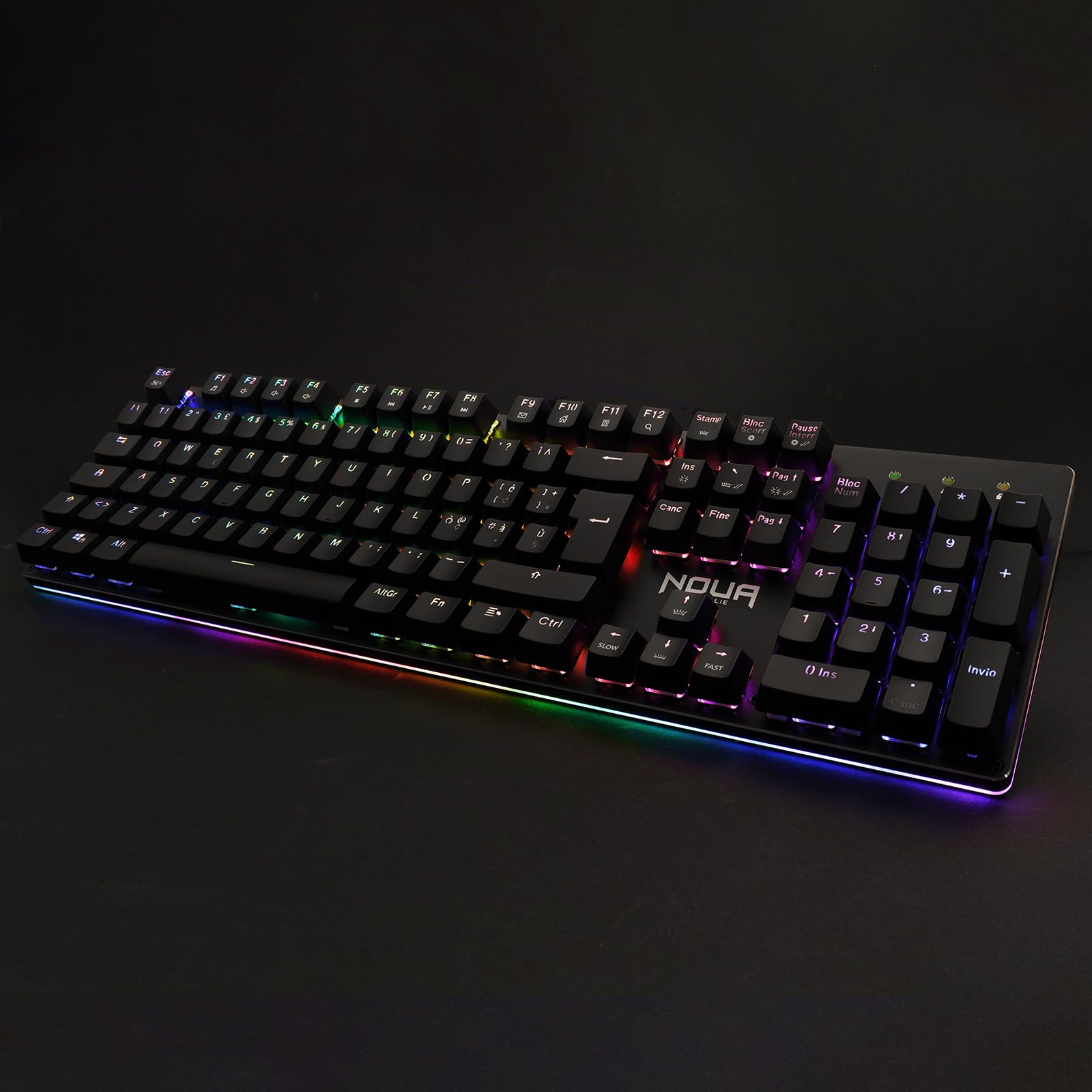 Noua Raid Tastiera Meccanica Gaming Switch Ottici RGB ITA 105 Tasti | Anti-ghosting, USB, 12 Tasti Multimediali, Retroilluminazione RGB Software, Antiscivolo