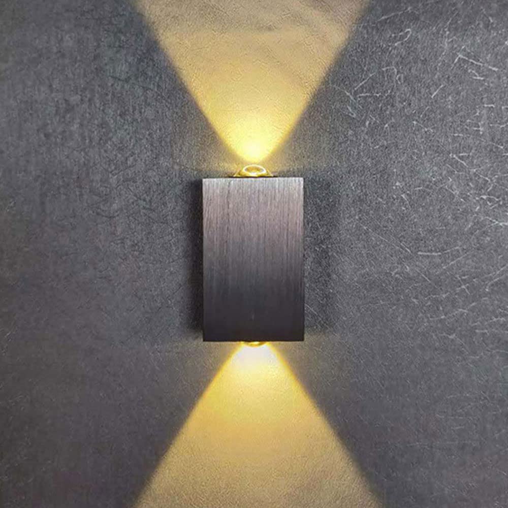 ICEMOB Outdoor Mini 3IN Wall Sconce LED Square Brushed Aluminum Up Down Wall Mount Lights IP65 Waterproof Wall Mounted Ceiling Spotlight Hallway Light Fixture Wall Lamp