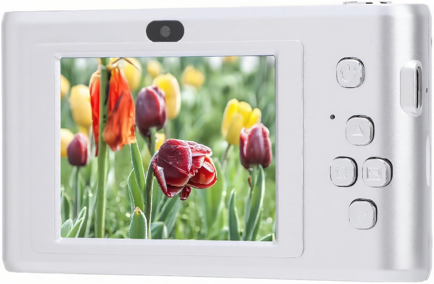 Compact Digital Camera 50MP Dual Lens Self Adjusting Camera Shoot Free 2.4 Screen Silver