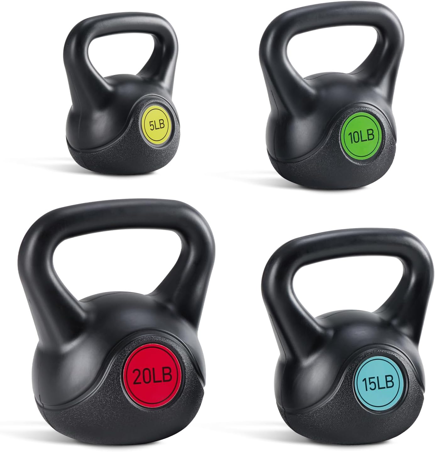 NEWBULIG Hard Kettlebell Set, Strength Training Kettlebells, Fitness Equipment, Durable Concrete Core, HDPE Shell, Multi-Level Workout Equipment for Home Gym & Outdoor