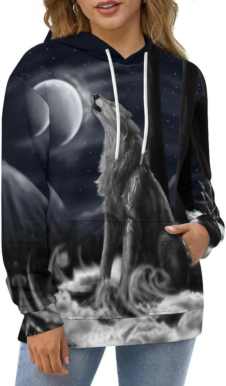 Men Women's 3D Print Wolf Graphic Hooded Sweatshirts Hoodies Novelty Pullover - Image 4