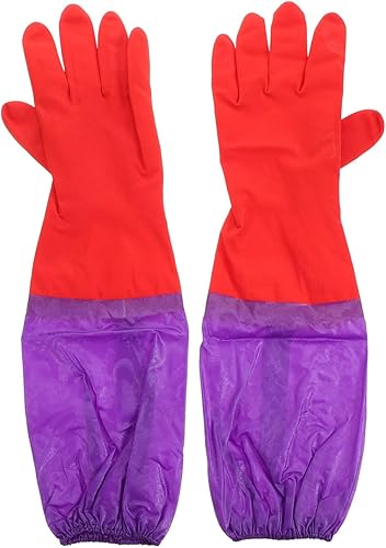 Guantes de limpieza medianos para acuarios, goma antideslizante, 19.3 x 5.9 x 0.8 pulgadas