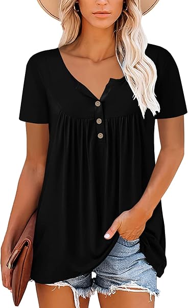 KISSMODA Ladies Pleated Tunic Tops for Women Buttons up Long Sleeve Shirts Floral Print - 2