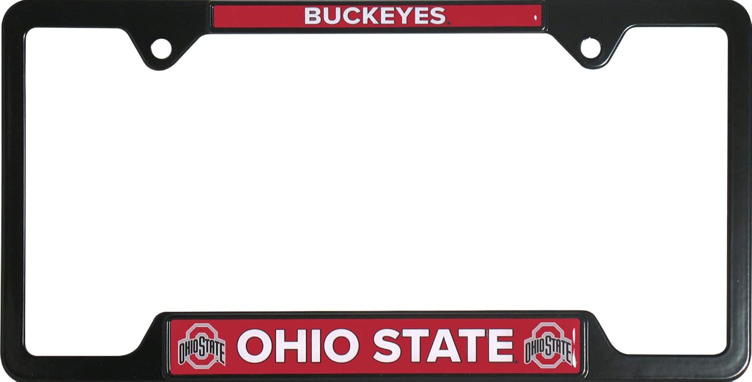 Black Metal License Plate Frame - Second Generation - Mascot Version (Ohio State)