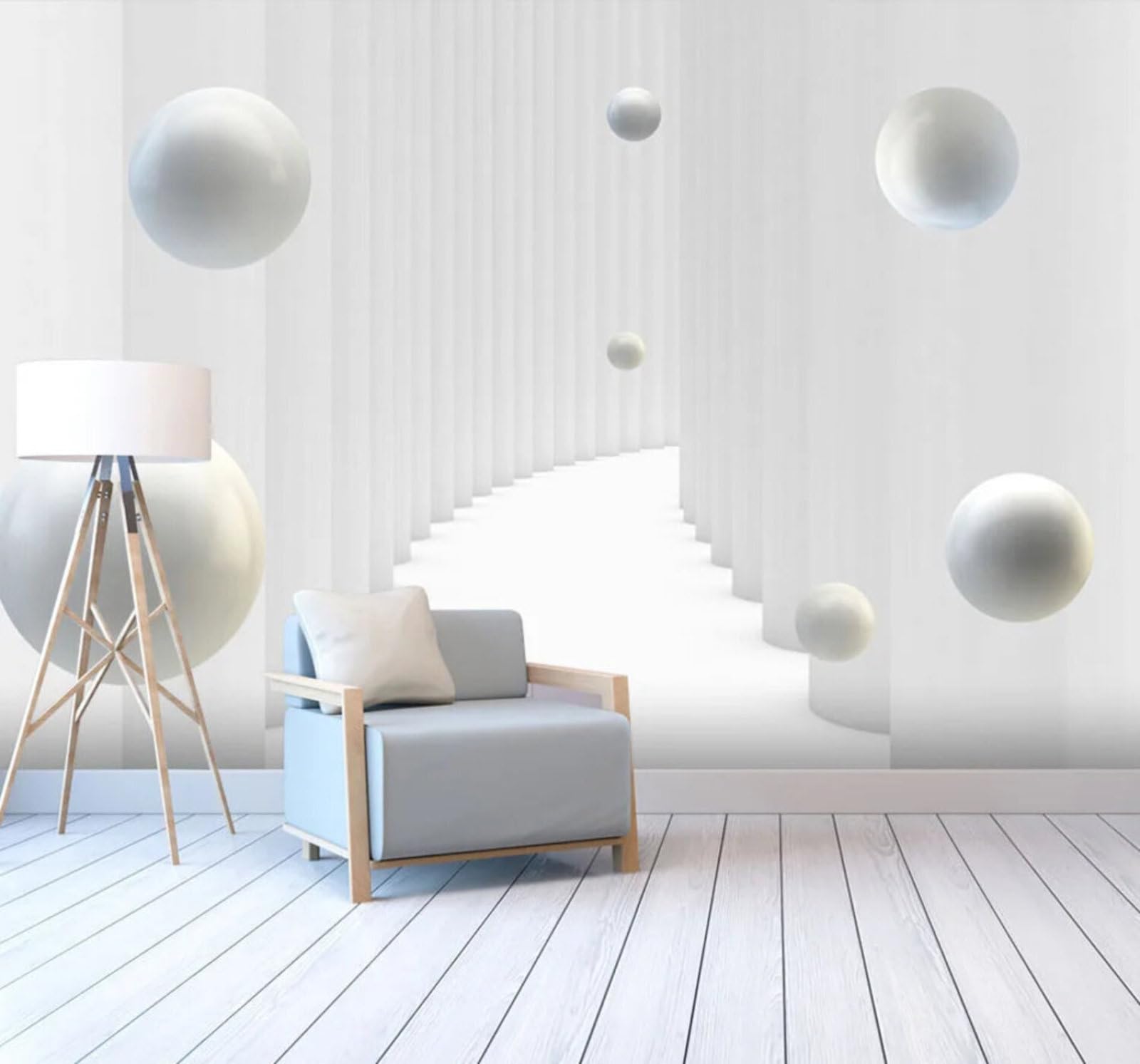 Three Dimensional Geometric Spheres Corridor Spatial Extension 3D Wallpaper Easy Install Feature Office Living Room Sofa Bedroom TV Background Wall Decoration-250cm×170cm